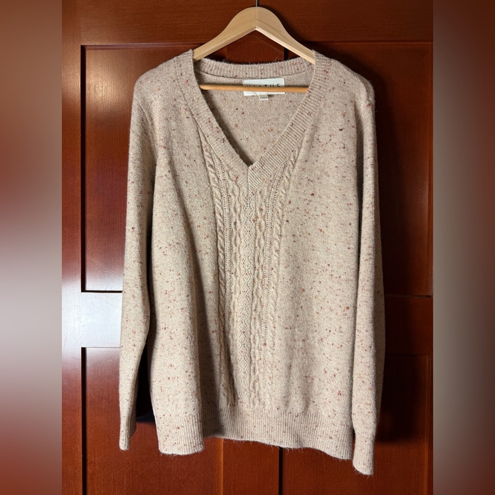 Hiatus Women’s Beige Speckled Cable Knit Sweater Size 1X